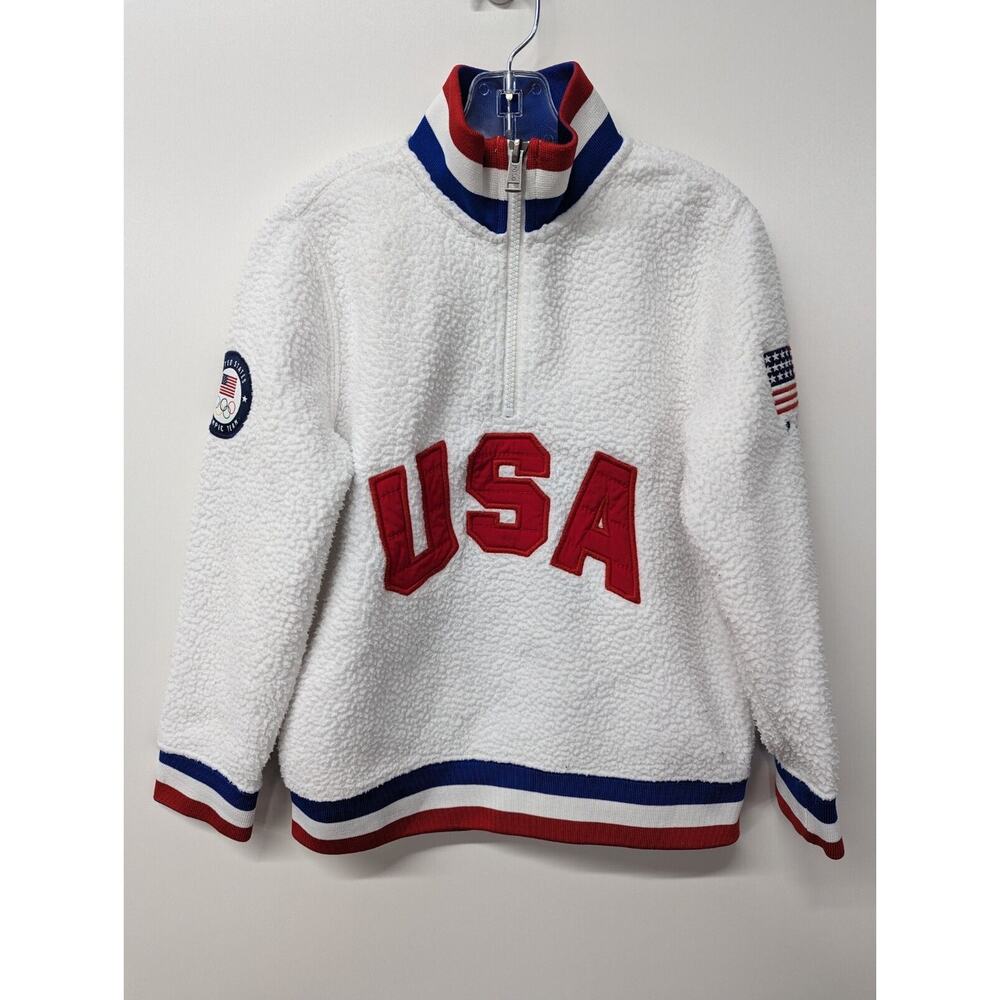 Polo Ralph Lauren Boys Olympics Team USA Pile Fleece Pullover 1/2 Zip Size 6
